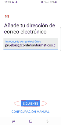 android-direccion-correo Android Dirección Correo
