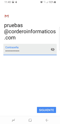 android-password-correo Android contraseña correo