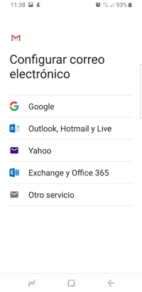 android-tipos-correo Android proveedores correo