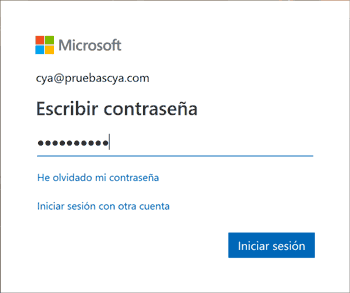 Office 365 contraseña