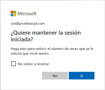 Office 365 sesión iniciada