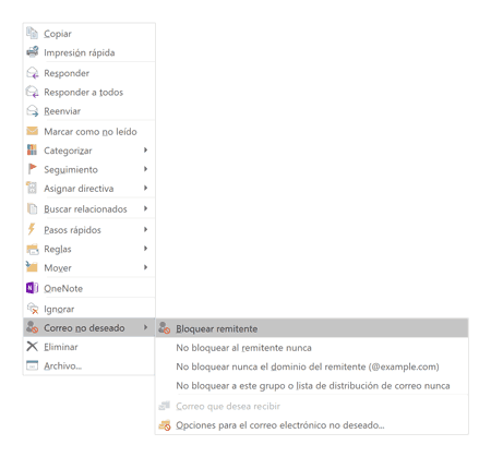 Outlook bloquear remitente