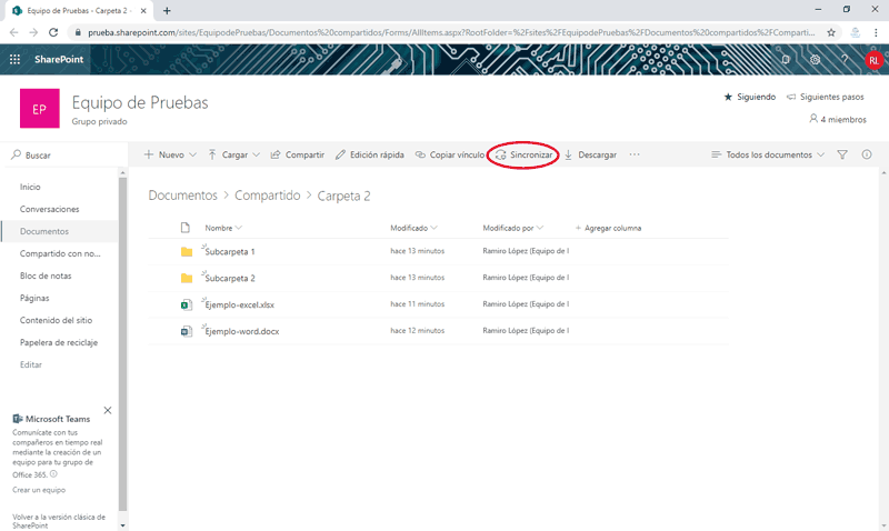sharepoint-sincronizar Sharepoint sincronizar