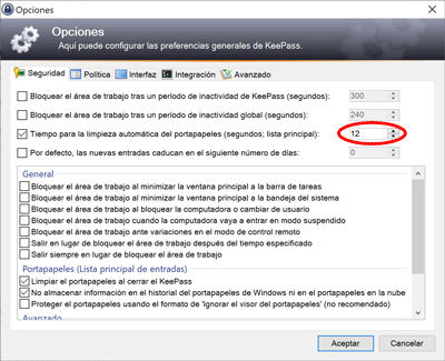 keepass-opciones Keepass opciones