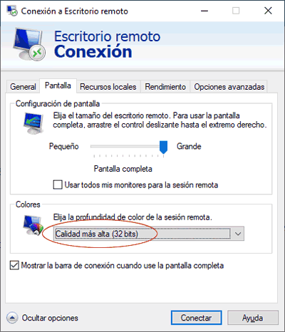 RDP pantalla