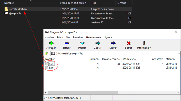 Descomprimir arrastrar y soltar