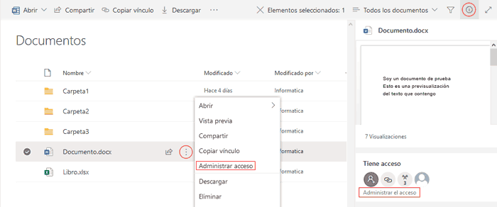 Administración acceso