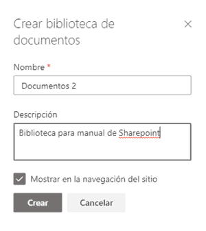 Crear biblioteca de documentos