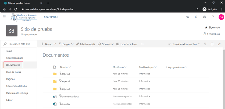 Pantalla Documentos