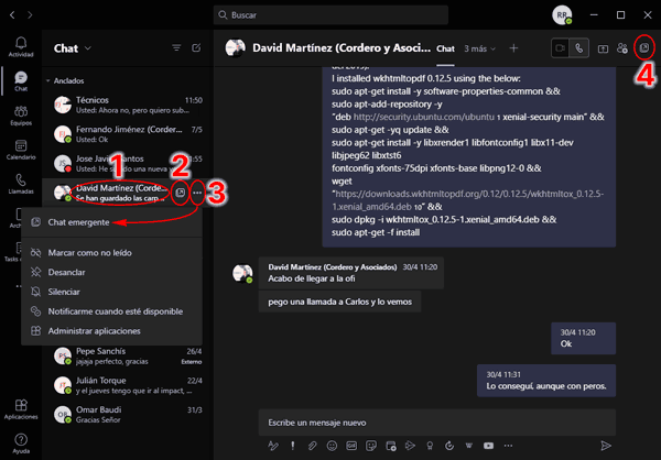 Teams chats emergentes