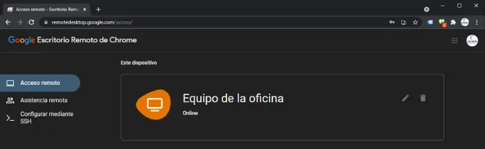Escritorio remoto de Chrome online