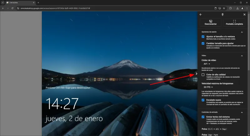 Escritorio remoto de Chrome