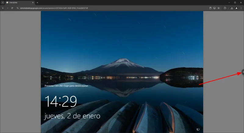 Escritorio remoto mostrar panel