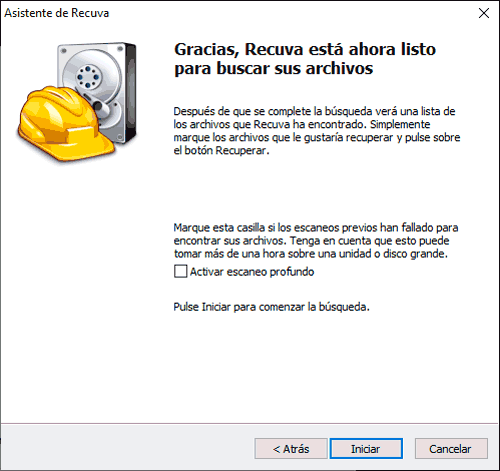 Recuva escaneo profundo