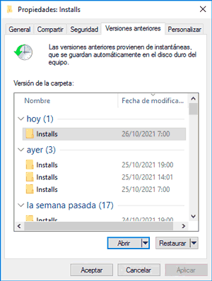 Versiones anteriores