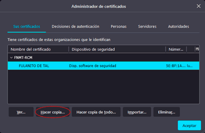 Firefox administrador certificados