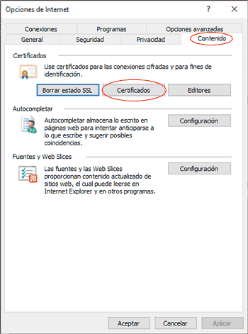 Internet Explorer contenido
